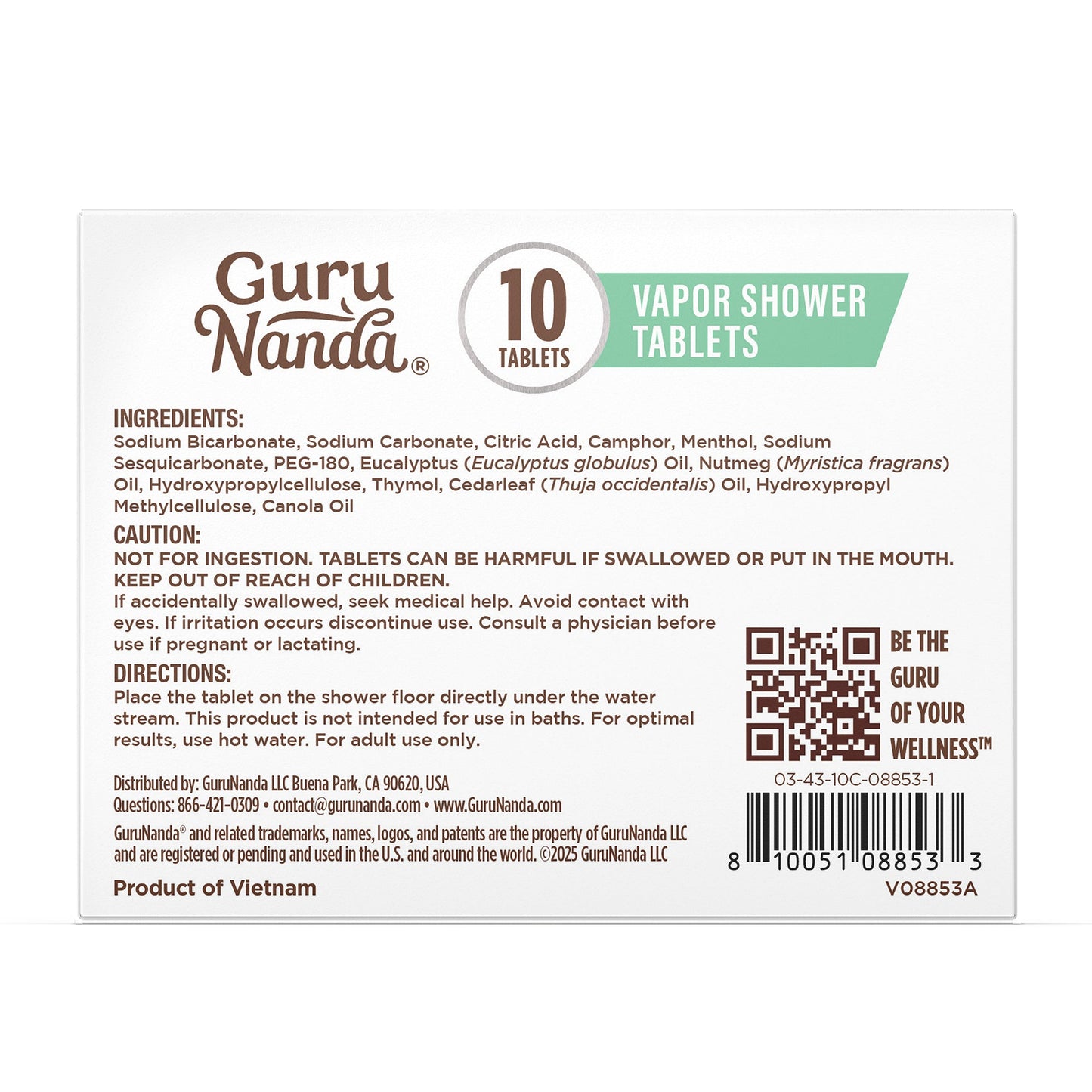 GuruNanda Eucalyptus Vapor Shower Tablets - Pack of 30