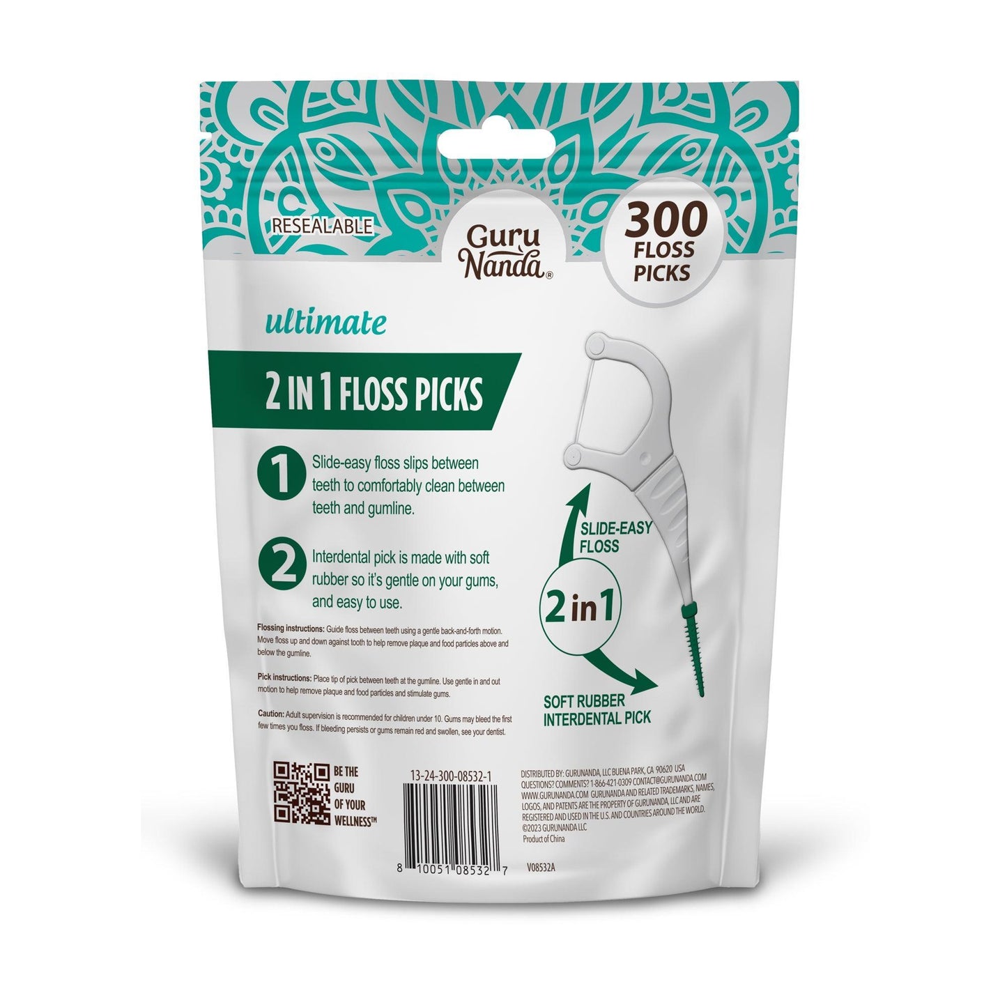2-in-1 Dental Floss Picks (300 Count)