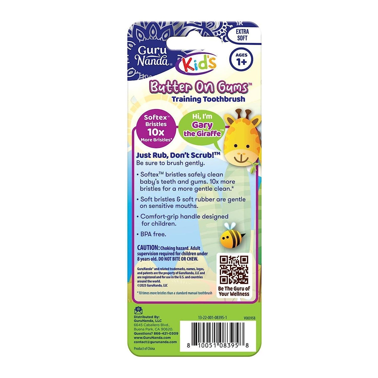 Kids Butter on Gums Giraffe Training Toothbrush with Cover (1-Pack)