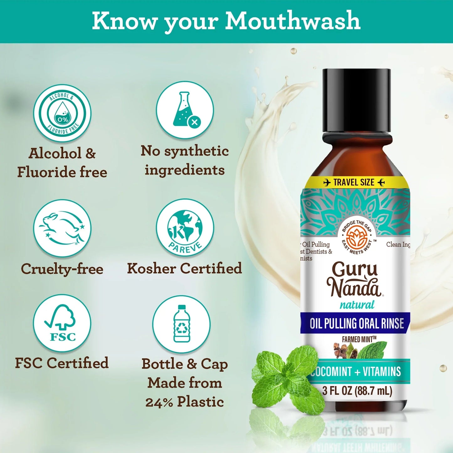 Coconut + Mint Pulling Oil with Essential Oils & Vitamins - 1 Pk