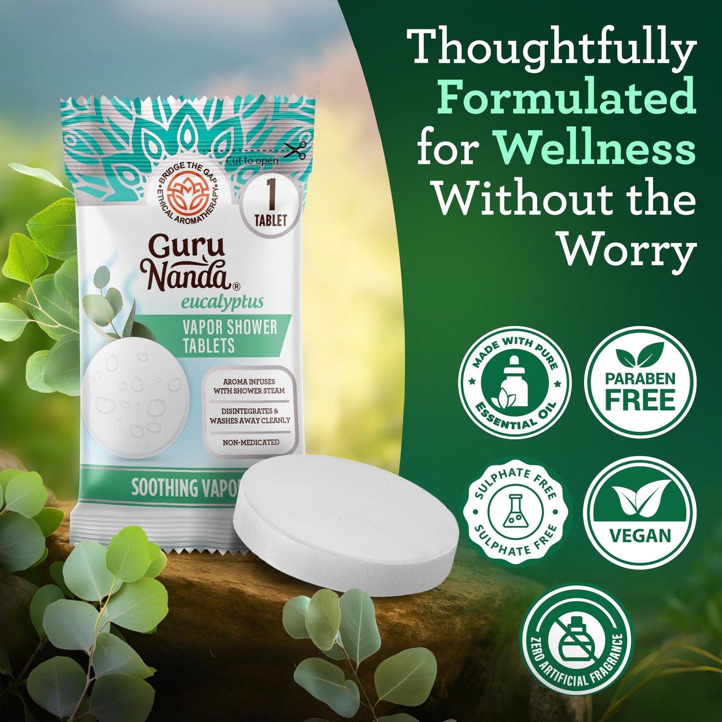 GuruNanda Eucalyptus Vapor Shower Tablets - Pack of 30