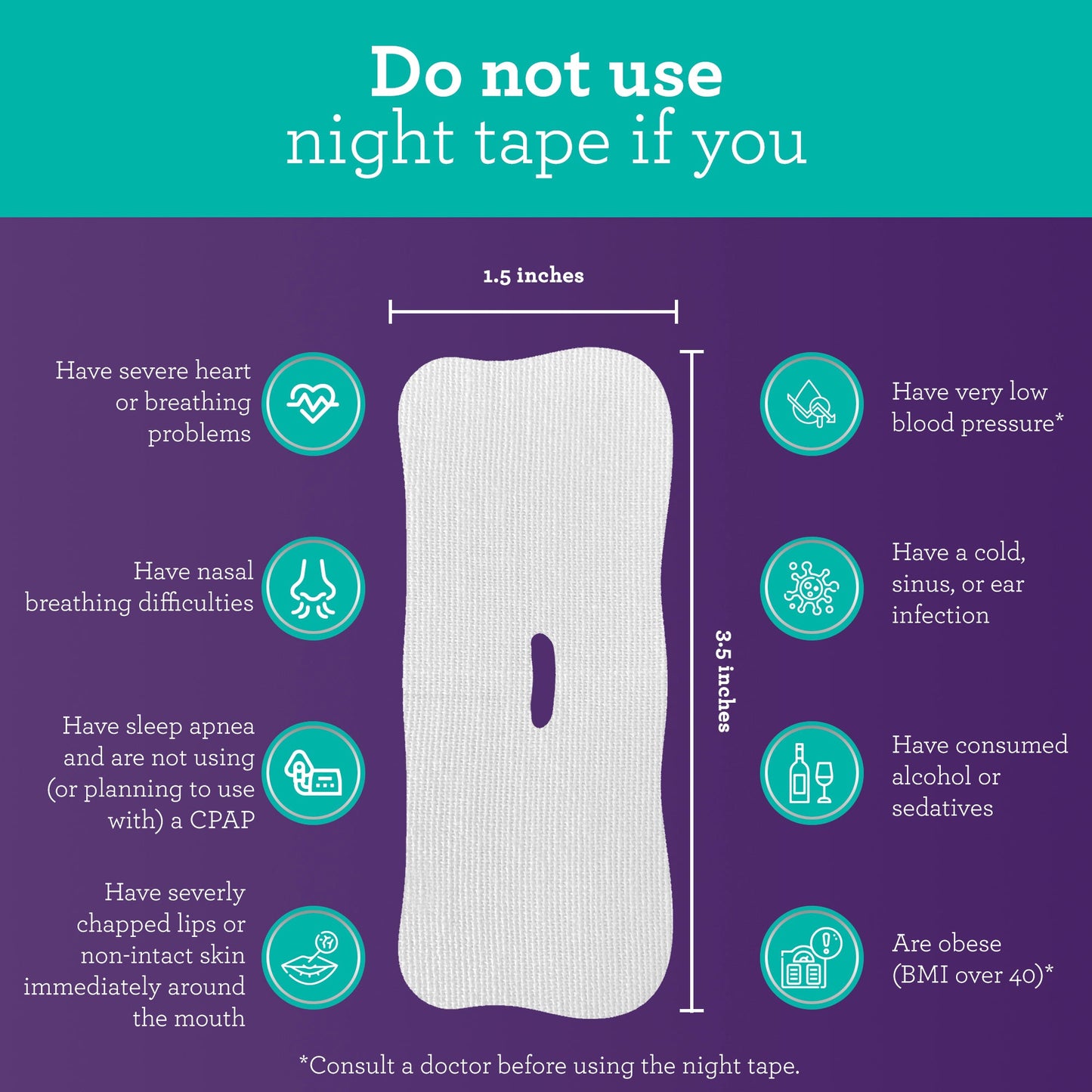 Night Tape - White - 8 Count