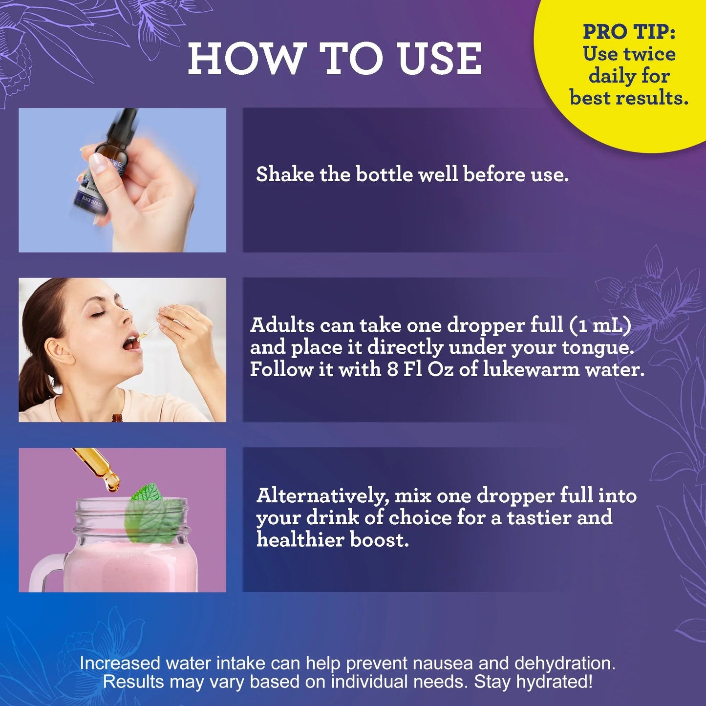 Natural Cold Pressed Black Seed Oil With Vitamin D3, K2 & E