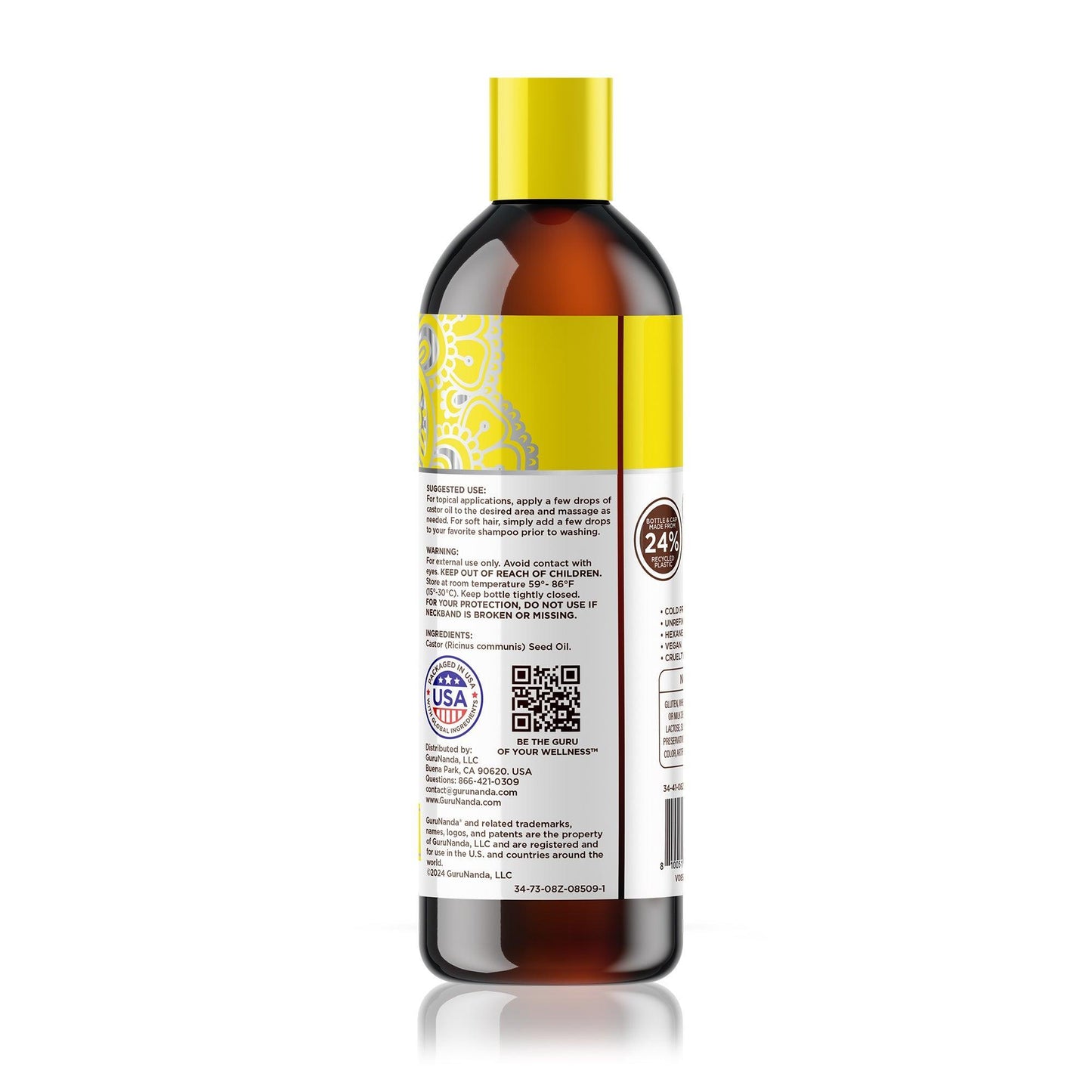 Cold Pressed Castor Oil, 8 FL OZ