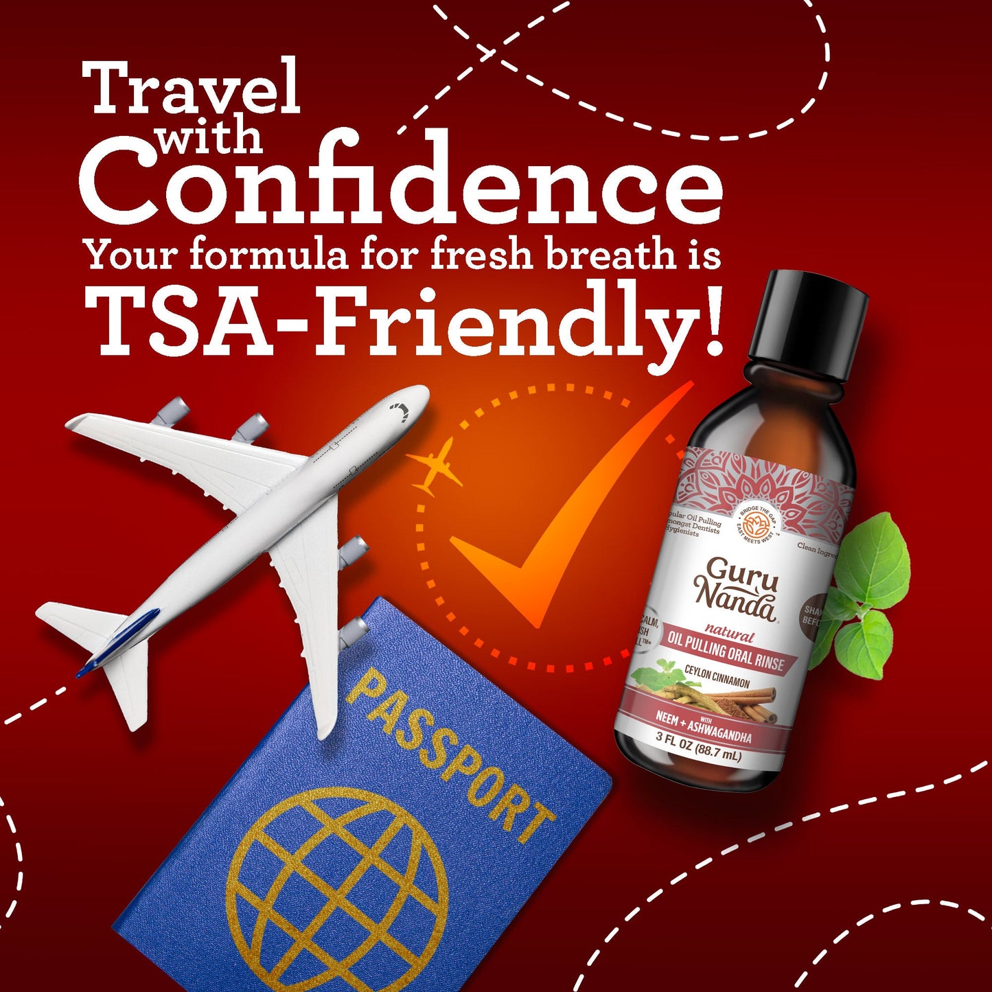 Travel Size - Coconut & Cinnamon Oil Pulling Flavor + Neem & Ashwagandha - 3oz