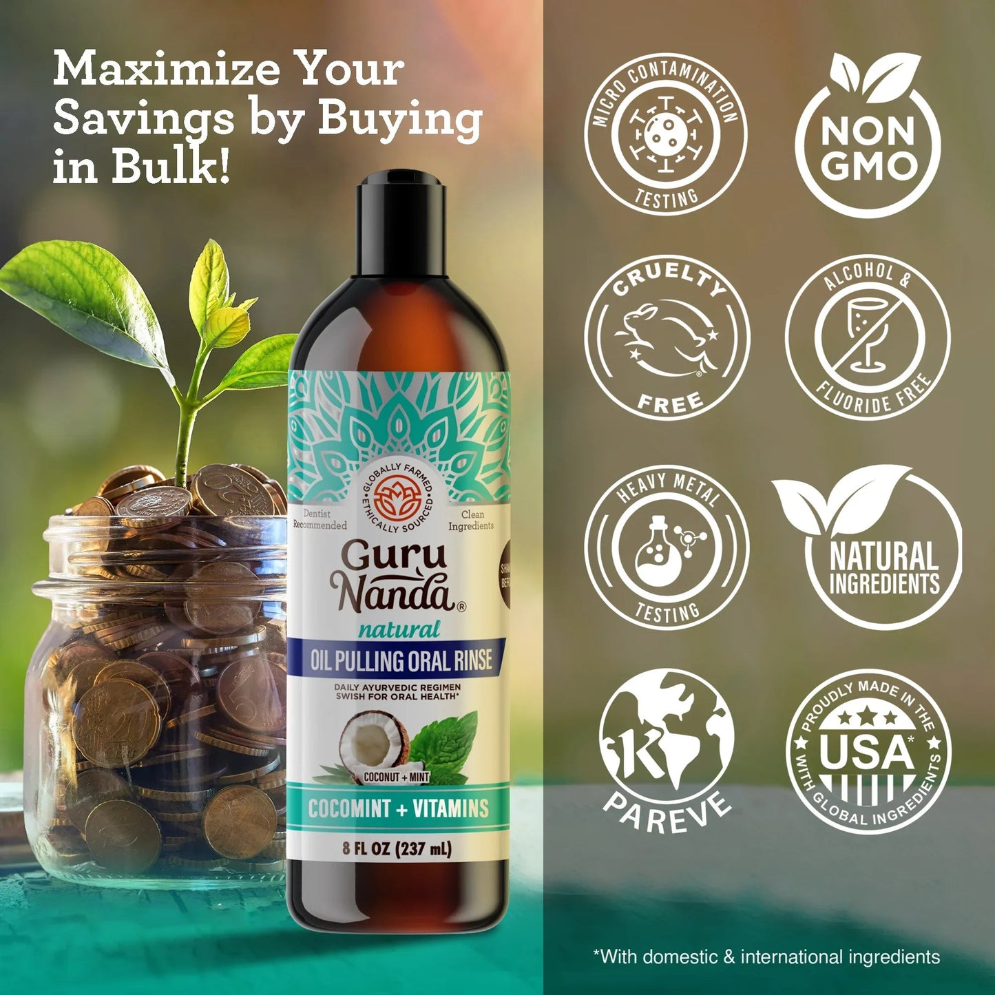 Cocomint Pulling Oil with 7 Essential Oils & Vitamins D3, E & K2, 8 oz