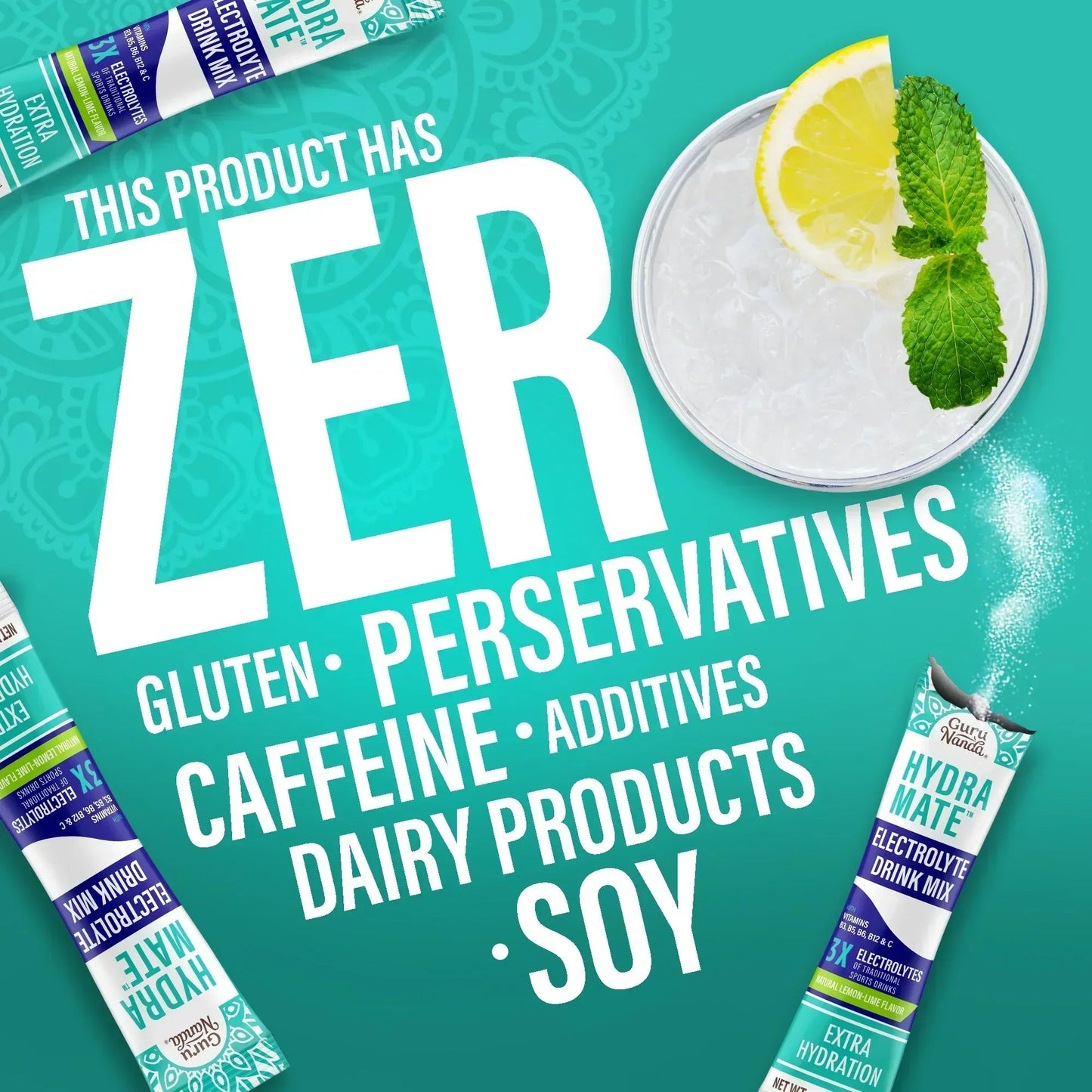 Hydramate  Hydration Electrolyte Drink Mix, Lemon Lime - 48 Count