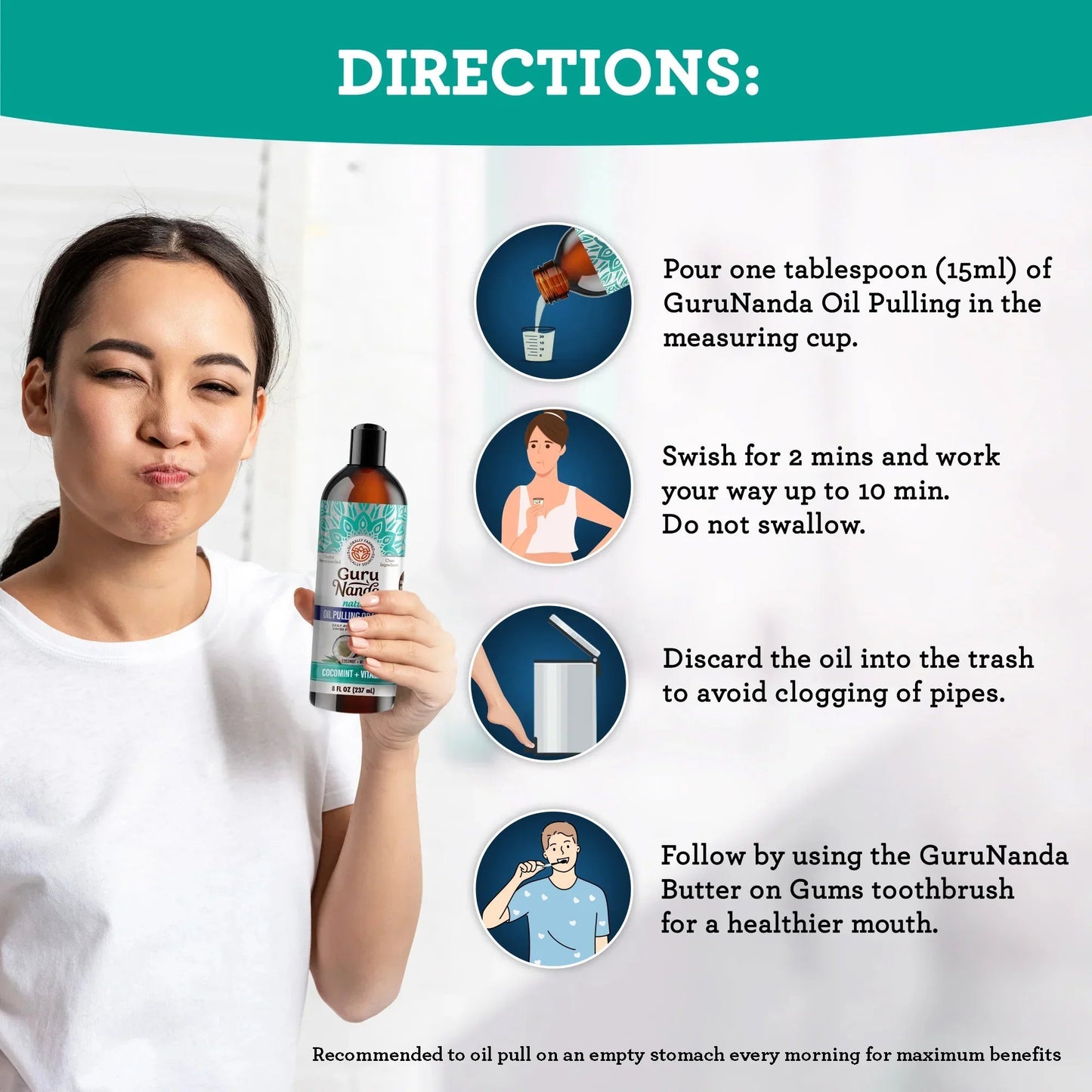 Cocomint Pulling Oil with 7 Essential Oils & Vitamins D3, E & K2, 8 oz