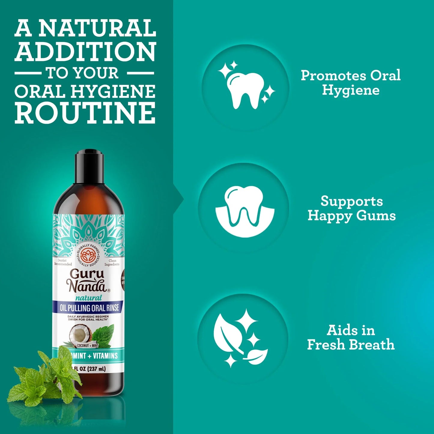 Cocomint Pulling Oil with 7 Essential Oils & Vitamins D3, E & K2, 8 oz ¨C 3 Pk