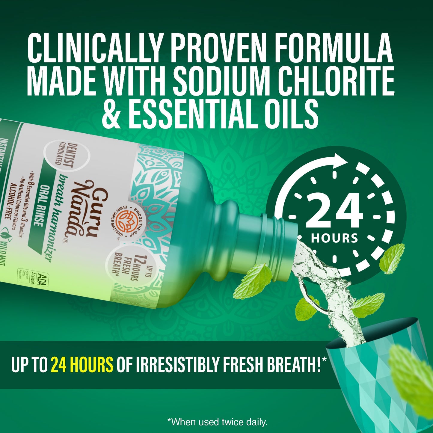 Oral Rinse Breath Harmonizer Mouthwash - Travel Size - Wild Mint (3 Fl Oz)