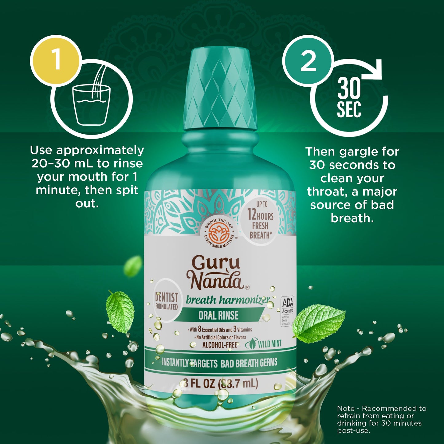 Oral Rinse Breath Harmonizer Mouthwash - Travel Size - Wild Mint (3 Fl Oz)