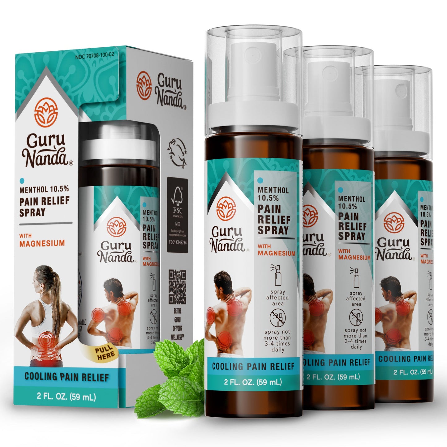 Menthol with Magnesium Spray for Pain Relief  - Pack of 3