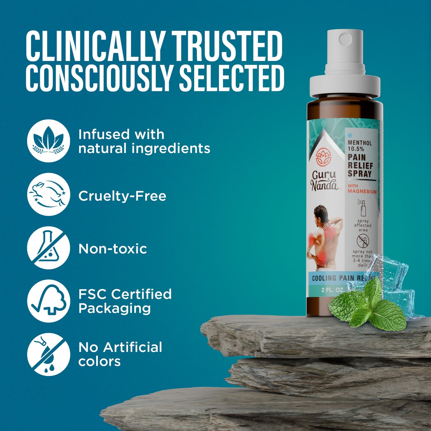 Menthol with Magnesium Spray for Pain Relief  - Pack of 3