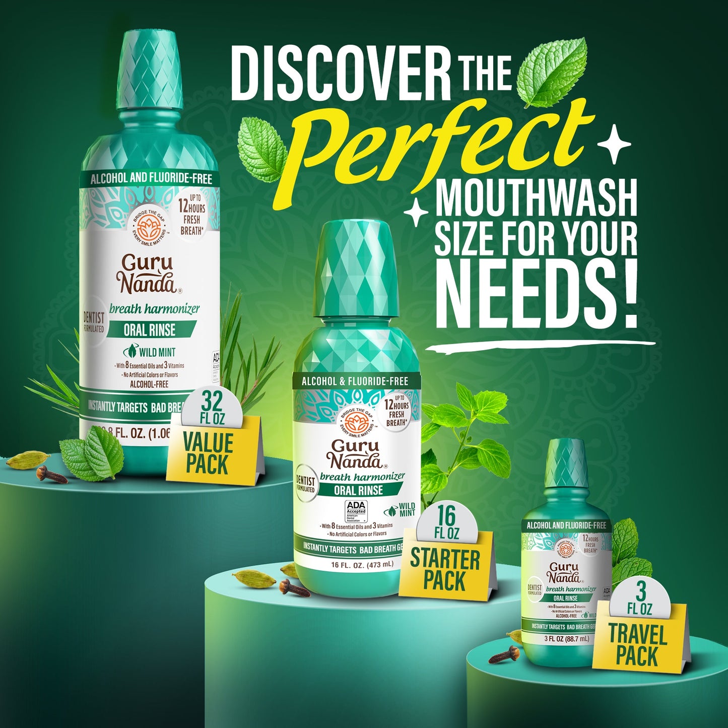 Oral Rinse Breath Harmonizer Mouthwash - Travel Size - Wild Mint (3 Fl Oz)