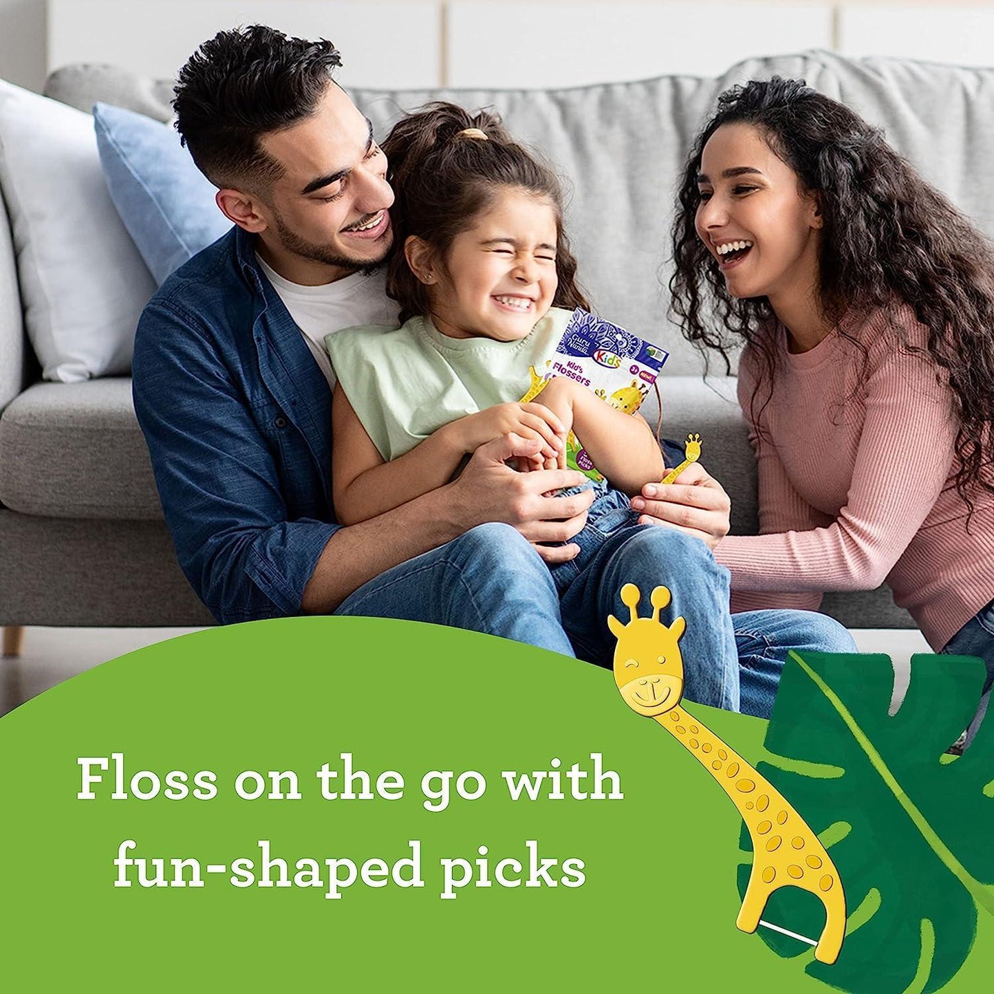 Kids' Giraffe Shaped Flossers, Fluoride -Free - 90 Pack